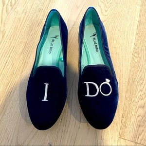 Blue Bird I Do Blue Velvet Loafers